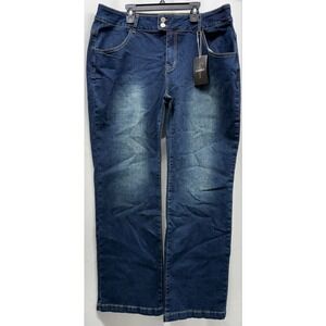 N50 NWT Flamingals Wide Leg Double Button Medium Wash Jeans sz 2XL Stretch